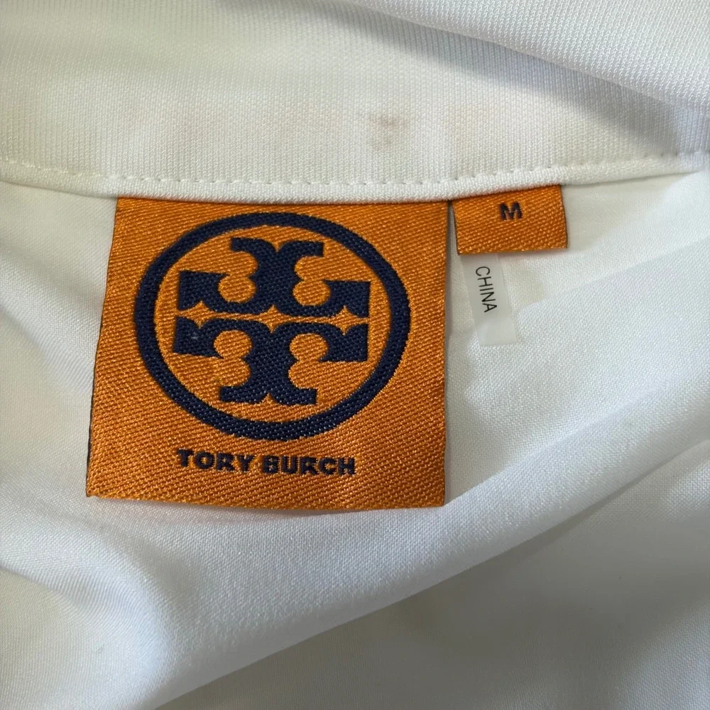 Tory Burch Pleated Midi Dress Women M White Designer Beaded Relaxed Greecian